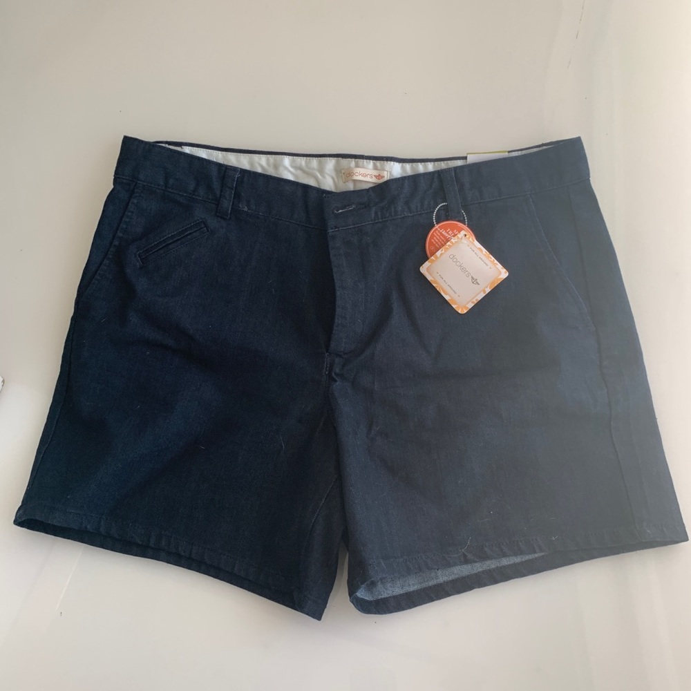 Dockers shorts size 14 blue denim nwt casual navy